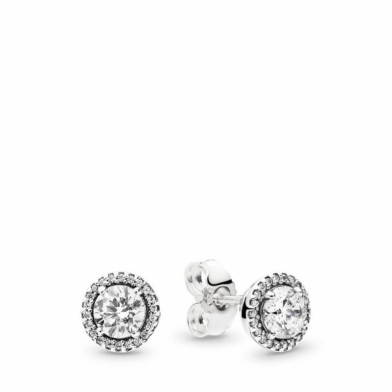 Pandora Australia Round Sparkle Stud Earrings - Sterling Silver | XSTWZJ194